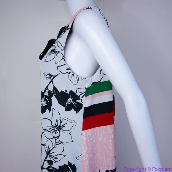 NEW SLNY floral print tie neck color block sleeveless‎ dress, 18W - Picture 11 of 16